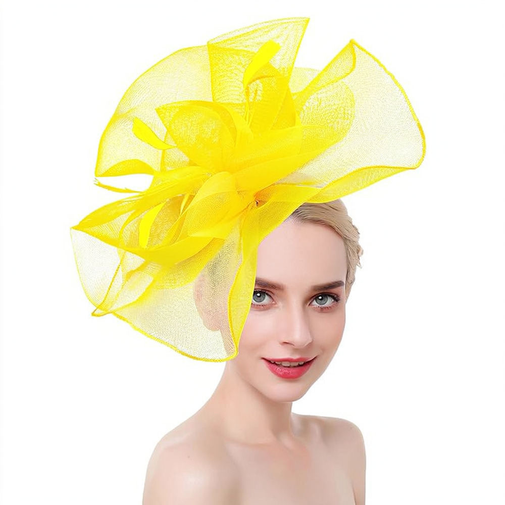 Women'S Fashion Kentucky Derby - レトロなメッシュ素材の羽根飾り帽子。ブライダル、ウェディング、パーティー、ステージパフォーマンスに最適。エレガントなヘアアクセサリー。