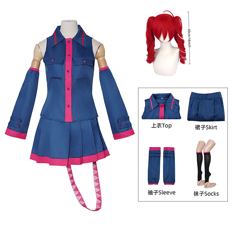 Women'S Fashion Korea - アニメカサネテトコスプレファッション制服衣装ウィッグ Vtuber テトブルードレススーツ女性のためのハロウィンパーティーフォーミュラ制服 Sui