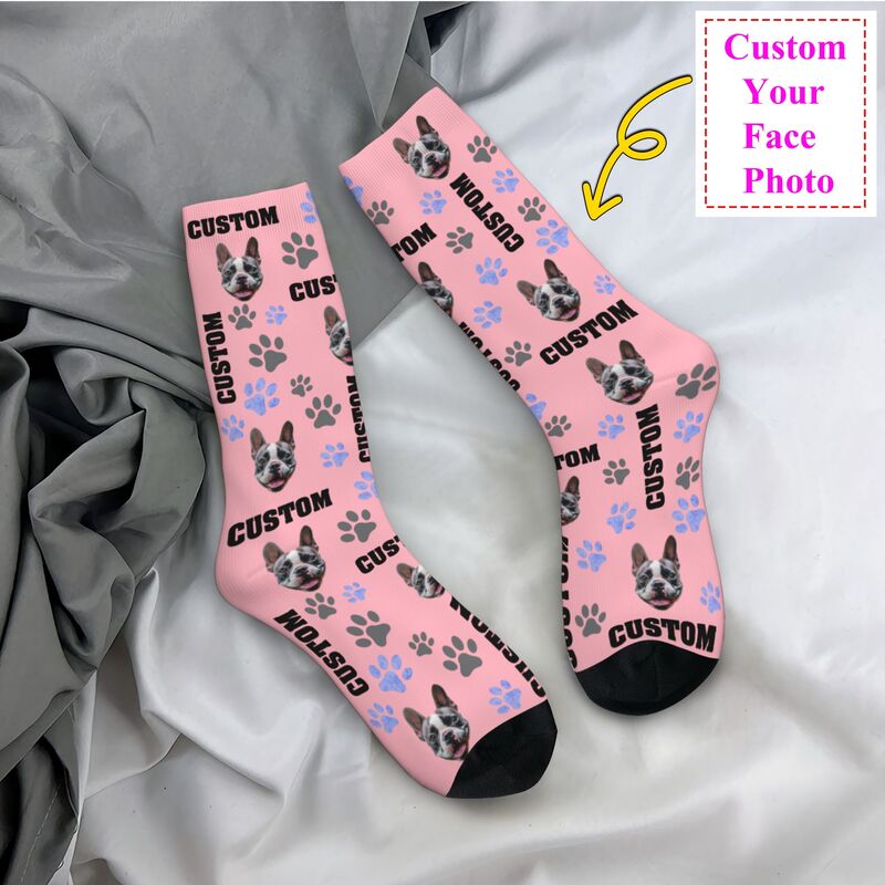 Women Fashion Dress Names - ペット写真カスタムドレスソックス メンズ レディース 暖かいファッション ノベルティ パーソナライズドッグネームプリント