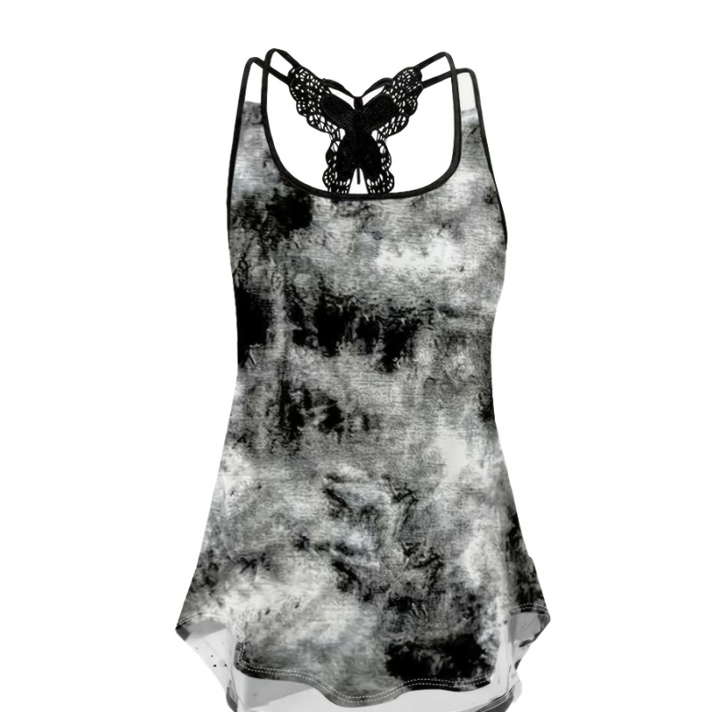 Women'S Fashion Vest Tops - プラスサイズ 1XL-5XL プリントタンクトップセクシーなスリングシャツ背中の開いたベスト女性ファッションストリート弾性キャミソール