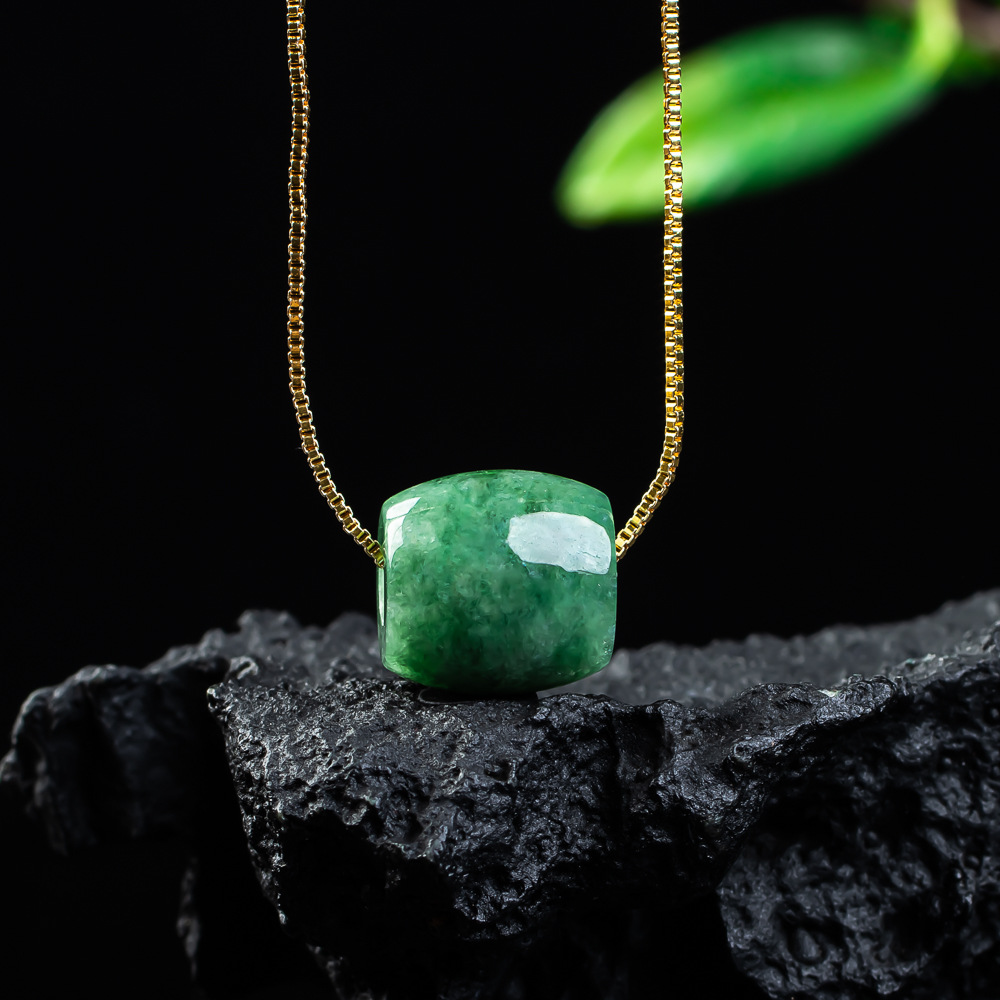 Women'S Fashion Jewellery - 天然本翡翠ビーズペンダントミャンマー翡翠ネックレスデザイナーお守りファッション高級ヴィンテージ宝石ギフト女性のための