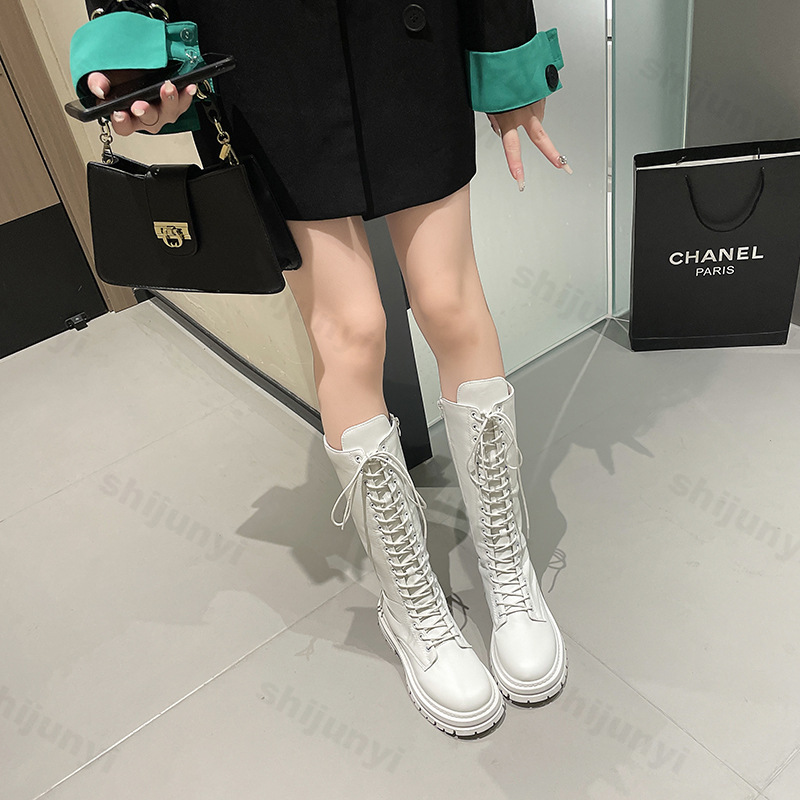 女性騎士のブーツプラットフォームチャンキーシューズファッショ - Women'S Fashion Knee High Boots のレビューと価格
