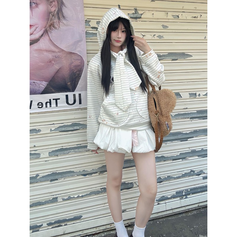 オールオーバーキュートコート韓国風ストライプストラップバッジ - Women Fashion Over The Years のレビューと価格