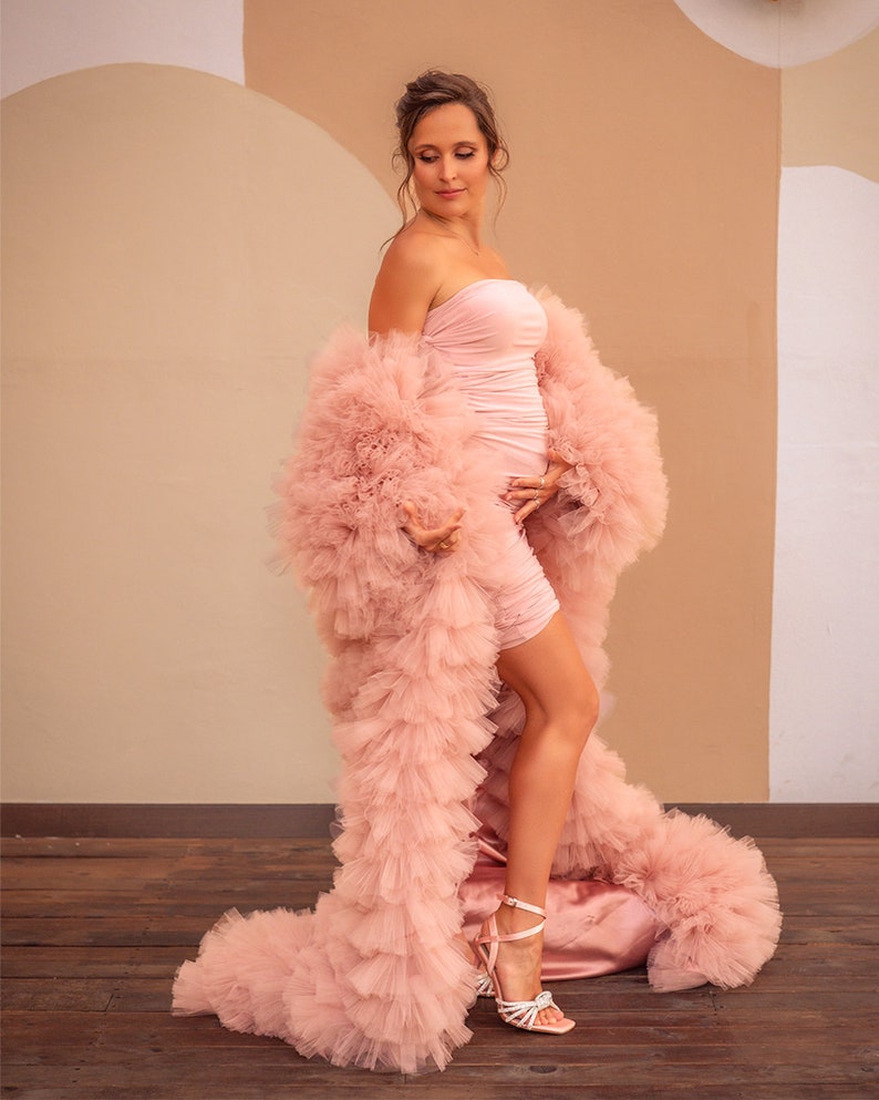 セクシーでファッショナブルな、淡いピンク色のフリル付きチュー - Women Fashion Photoshoot のレビューと価格