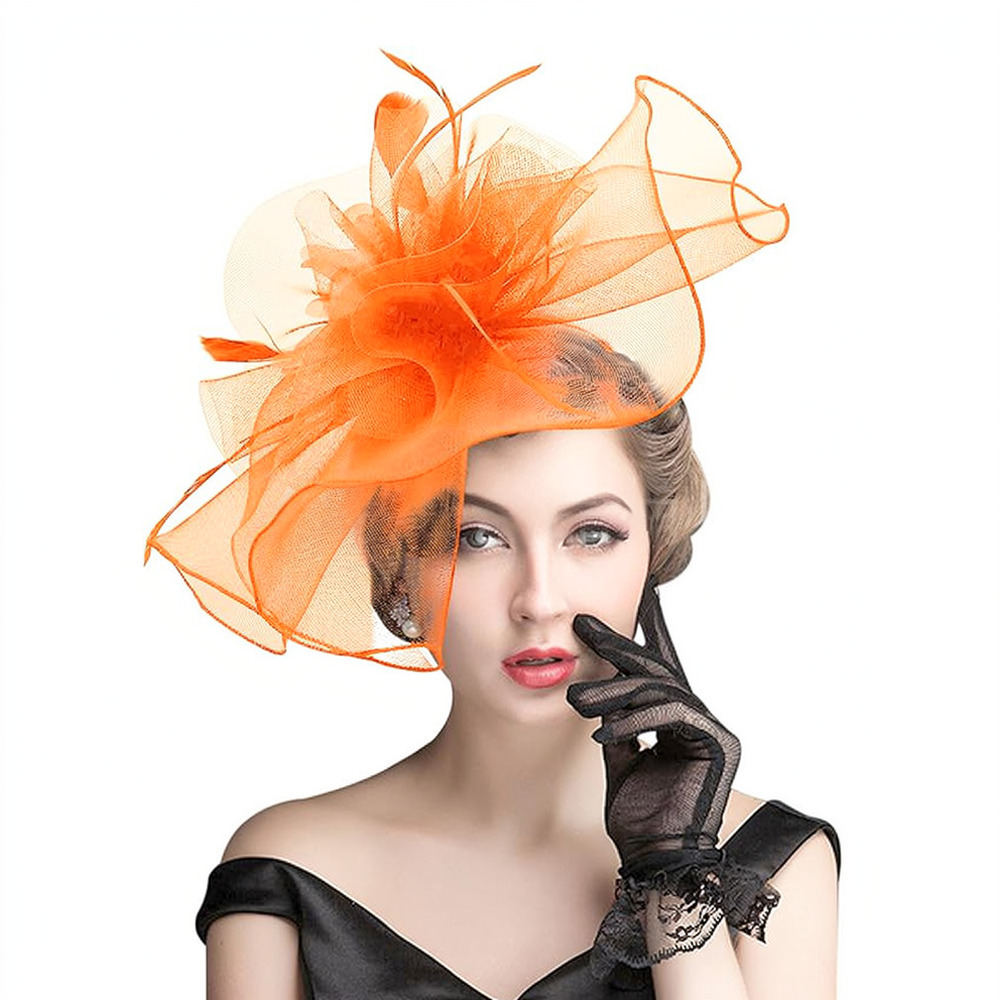 レトロなメッシュ素材の羽根飾り帽子。ブライダル、ウェディング - Women'S Fashion Kentucky Derby のレビューと価格