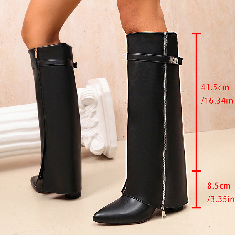 ファッション性の高い黒の合成皮革製ニーハイブーツ。2026年 - Women'S Fashion Knee High Boots のレビューと価格