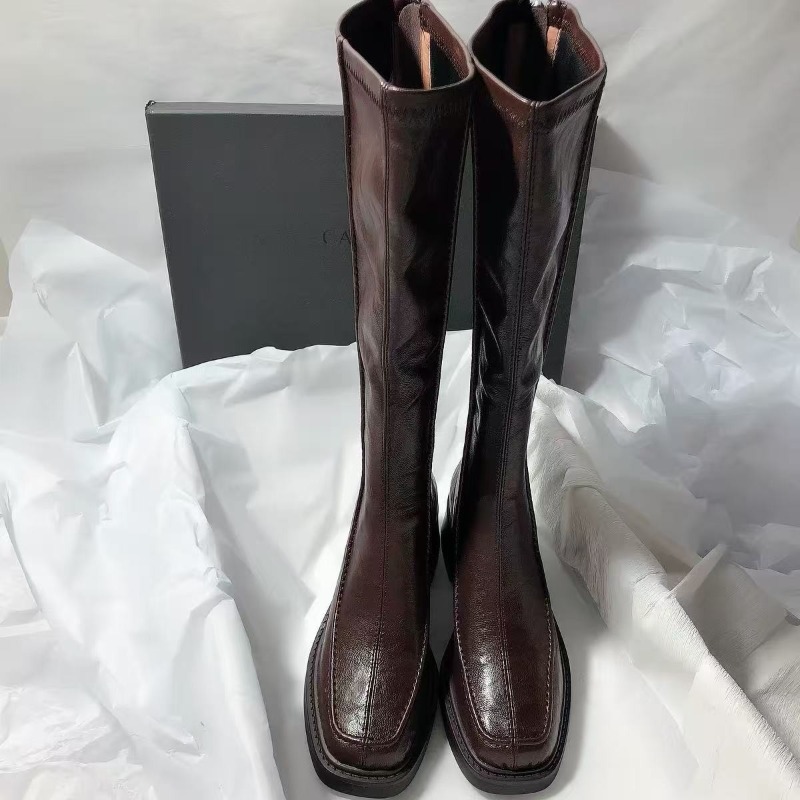 ラウンドトゥ厚底ロングブーツ（女性用）、2026年秋新作ハイ - Women'S Fashion Knee High Boots のレビューと価格