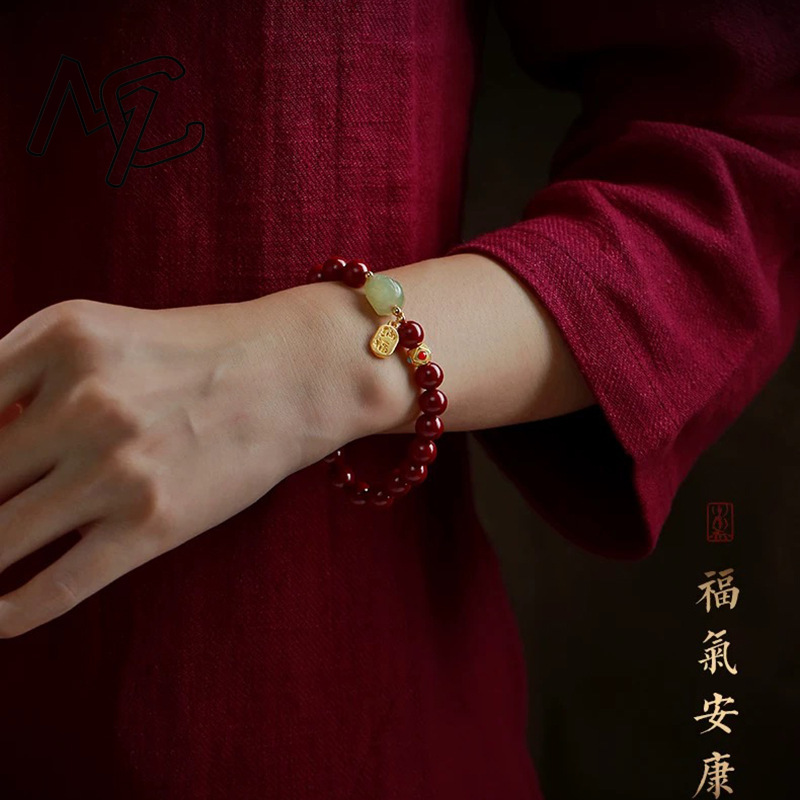 カスタマイズされた天然赤有機辰砂貔貅ブレスレットビーズアクセ - Women'S Fashion Jewellery のレビューと価格