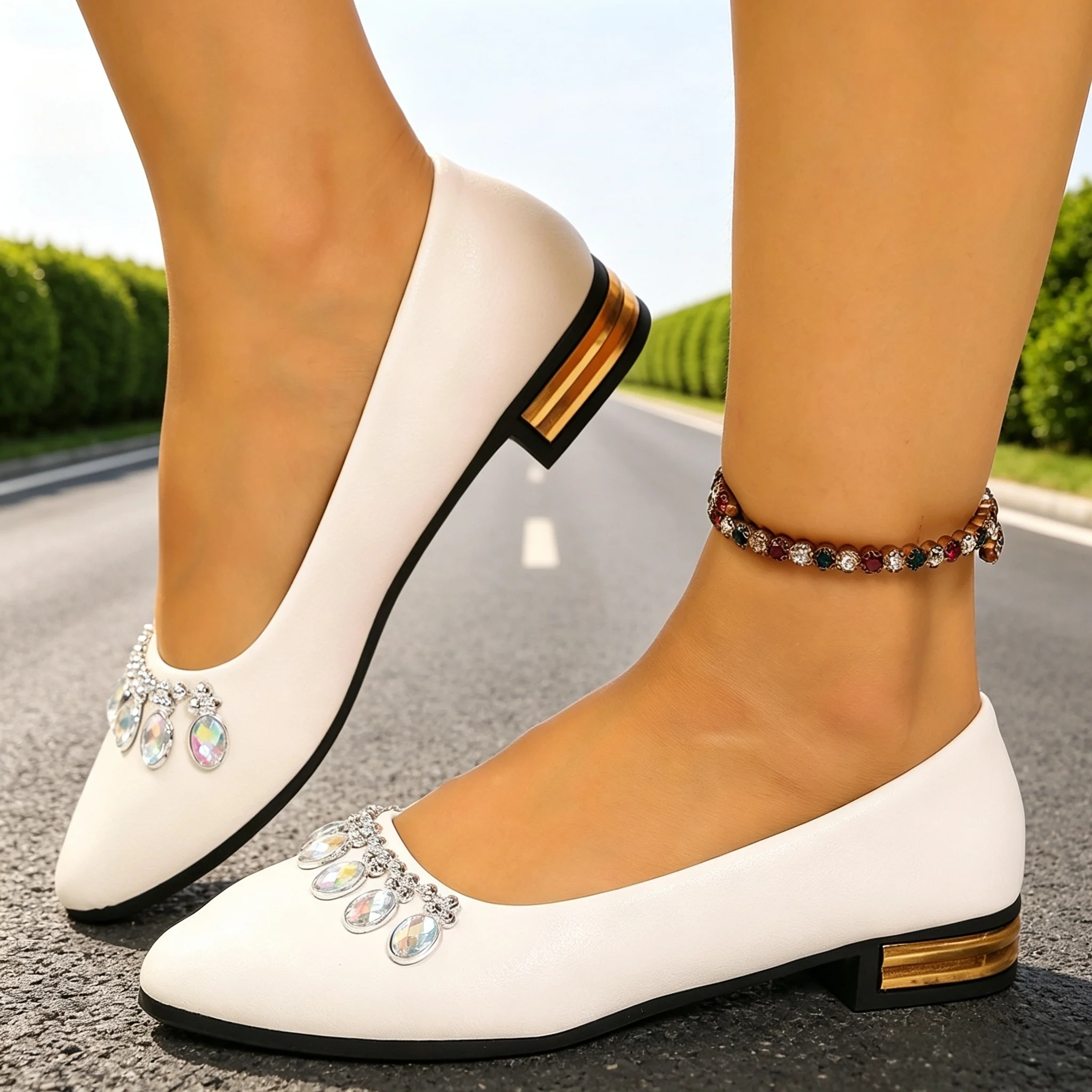 レディースフラットシューズ ポインテッドトゥ バレエシューズ - Women'S Fashion Shoes のレビューと価格