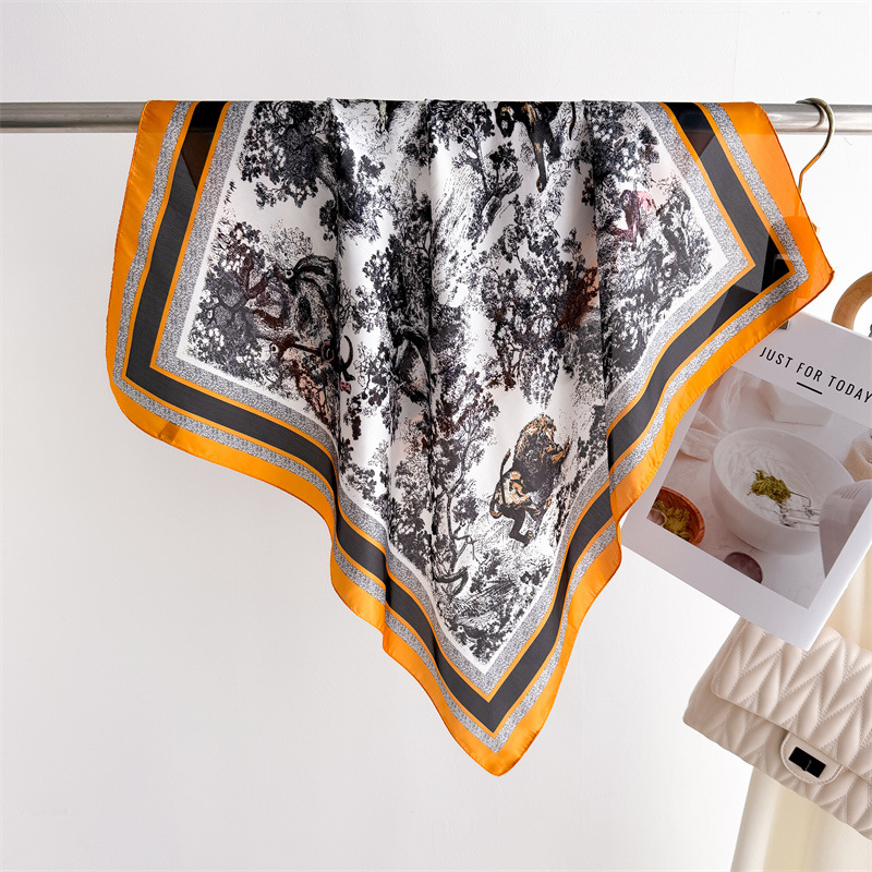 高級ジャングルプリントスカーフ女性のシルクスカーフ春と夏の花 - Women Fashion Necktie のレビューと価格
