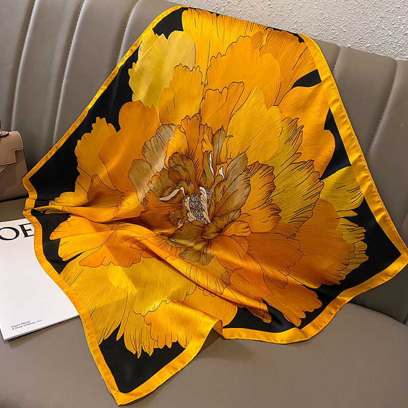 シルクサテンヒジャーブスカーフ,70cm,プリント,女性用, - Women Fashion Necktie のレビューと価格