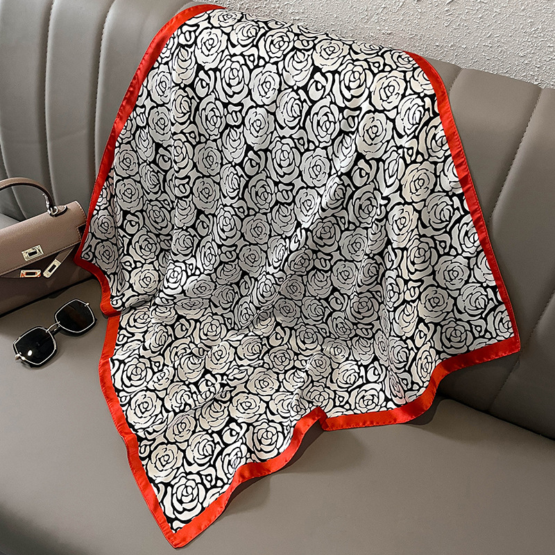 シルクサテンヒジャーブスカーフ,70cm,プリント,女性用, - Women Fashion Necktie のレビューと価格