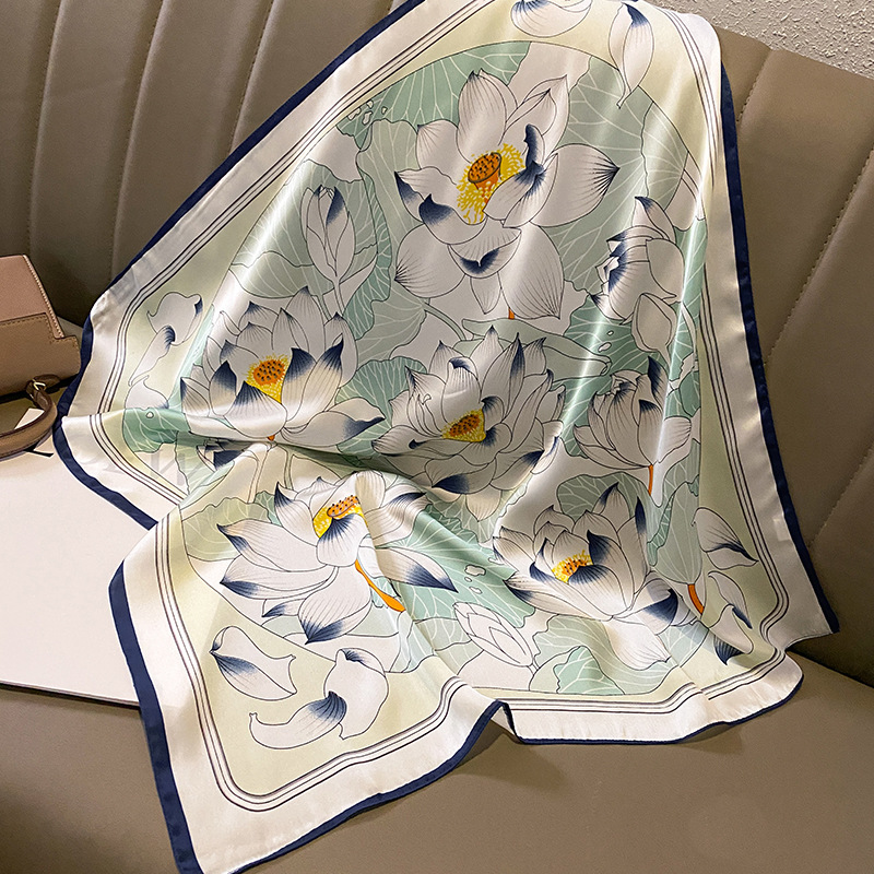 シルクサテンヒジャーブスカーフ,70cm,プリント,女性用, - Women Fashion Necktie のレビューと価格