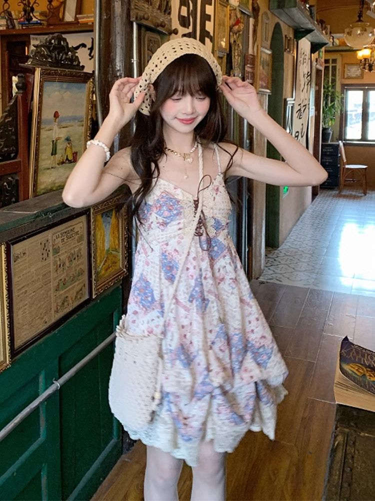 夏らしいヴィンテージ風キャミソールワンピースセット。女性用。 - Lace Trim Cami のレビューと価格