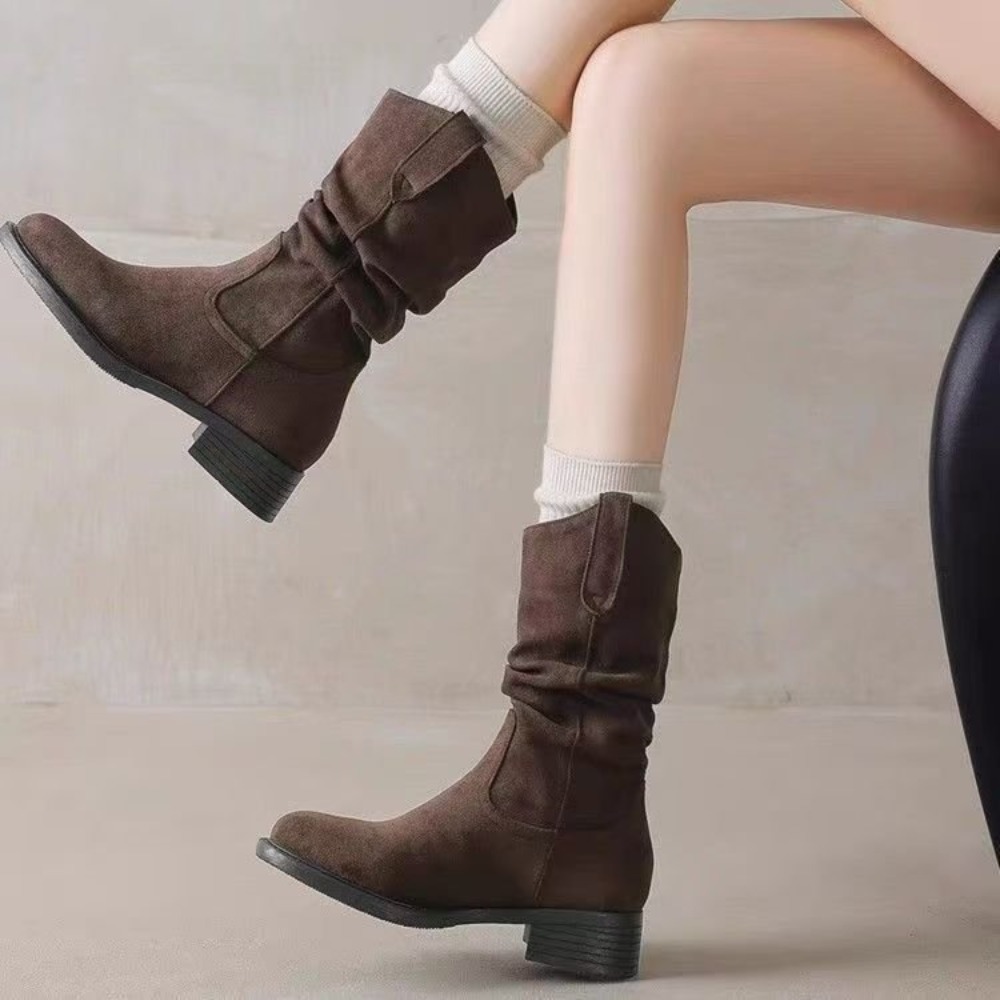 レトロなマイヤールスタイル、フェイクスエード素材のブロックヒ - Women'S Fashion Korea のレビューと価格