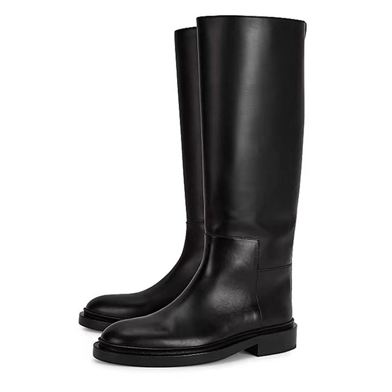 Meotina 女性本革ニーハイブーツラウンドトゥフラットフ - Women'S Fashion Knee High Boots のレビューと価格