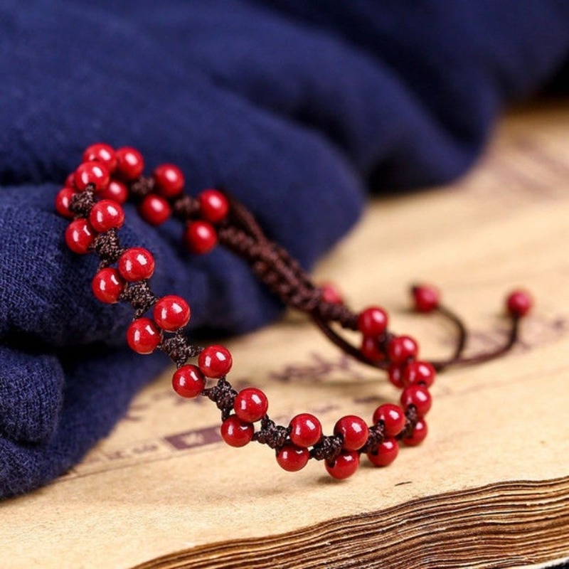 男性と女性のための美しい天然の赤いブレスレット,手作りのジュ - Women'S Fashion Jewellery のレビューと価格