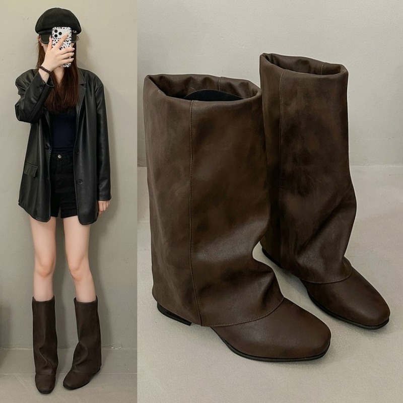 2026年ニュースクエアヘッドヴィンテージファッションブーツ - Women'S Fashion Knee High Boots のレビューと価格