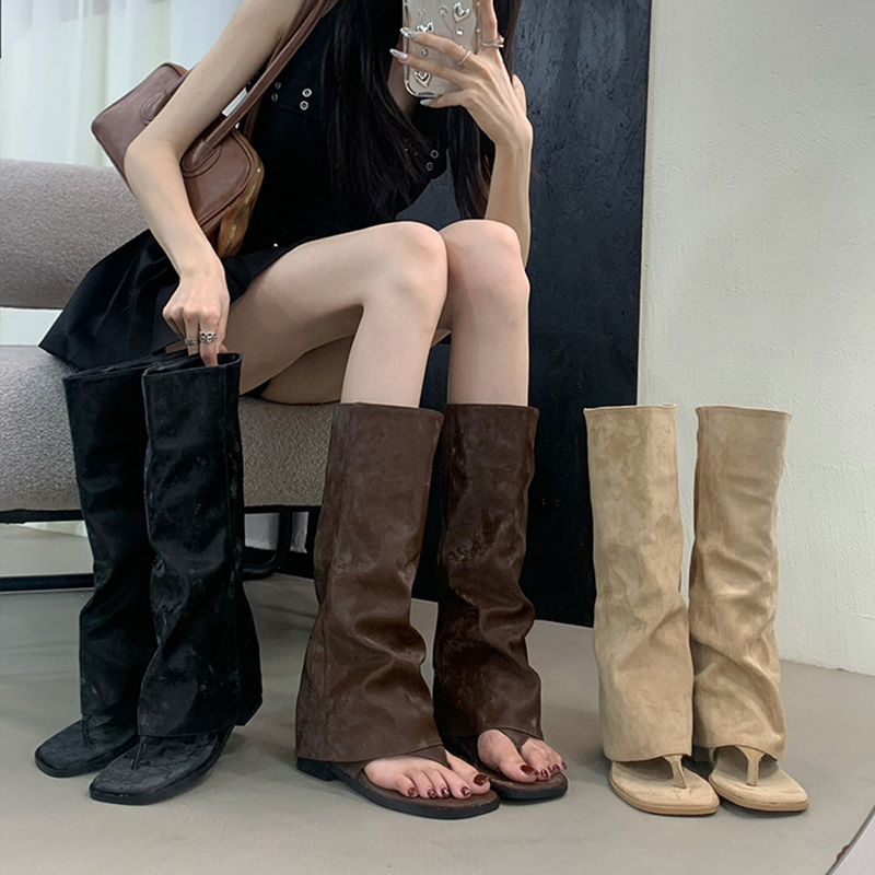 中空デザインの女性用ブーツ ベルベットカフ ミッドカーフ フ - Women'S Fashion Korea のレビューと価格