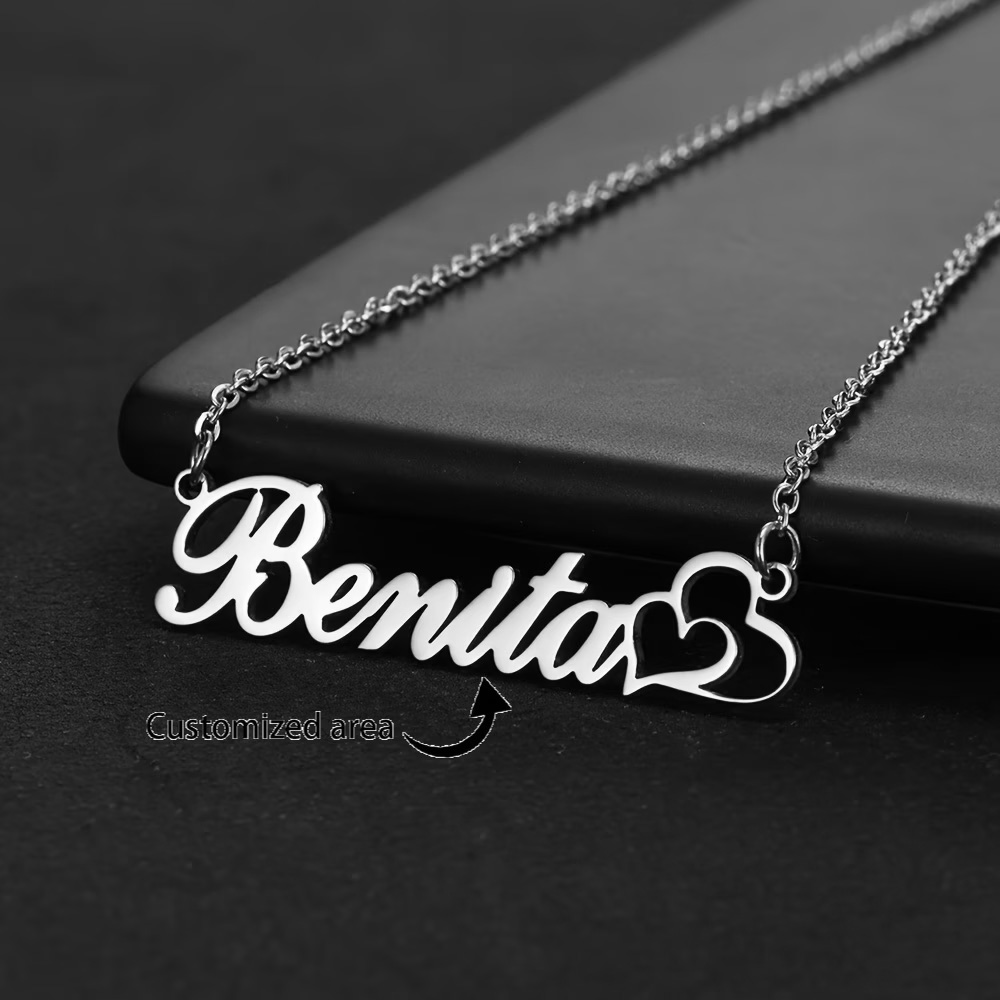パーソナライズされたダブルハートカスタムネームネックレスステ - Women Fashion Names のレビューと価格